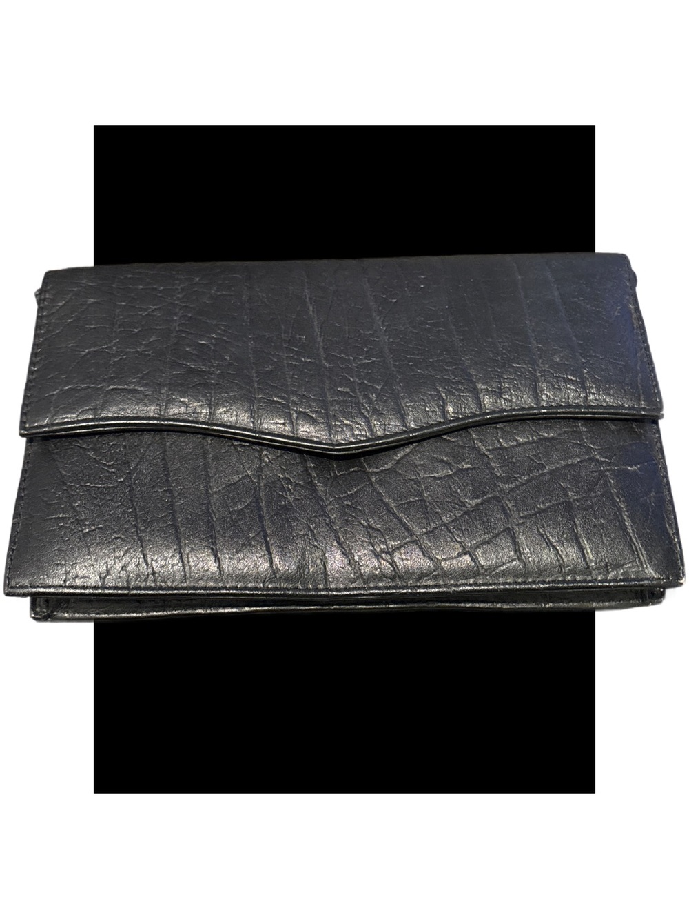 Vintage Bushman Botswana Geniune Buffalo Black Envelope Clutch